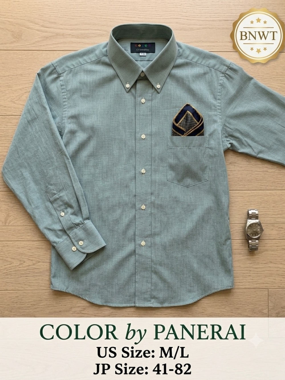 Color by Panerai Men's Striped Dress Shirt - 100% Cotton - US M/L